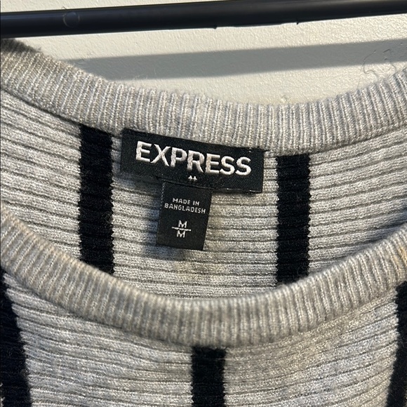 Express Gray and Black Striped Women's Sweater - Picture 2 of 4